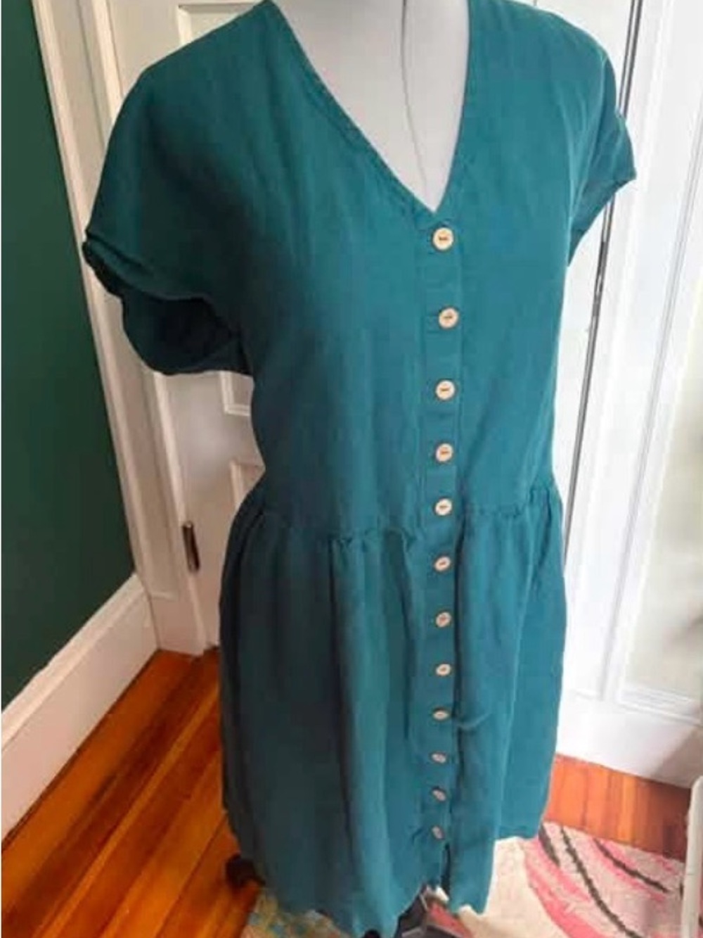 Not Perfect Linen Ronda dress in Emerald